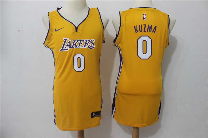 Women Nike Lakers #0 Kyle Kuzma Yellow Swingman Jersey